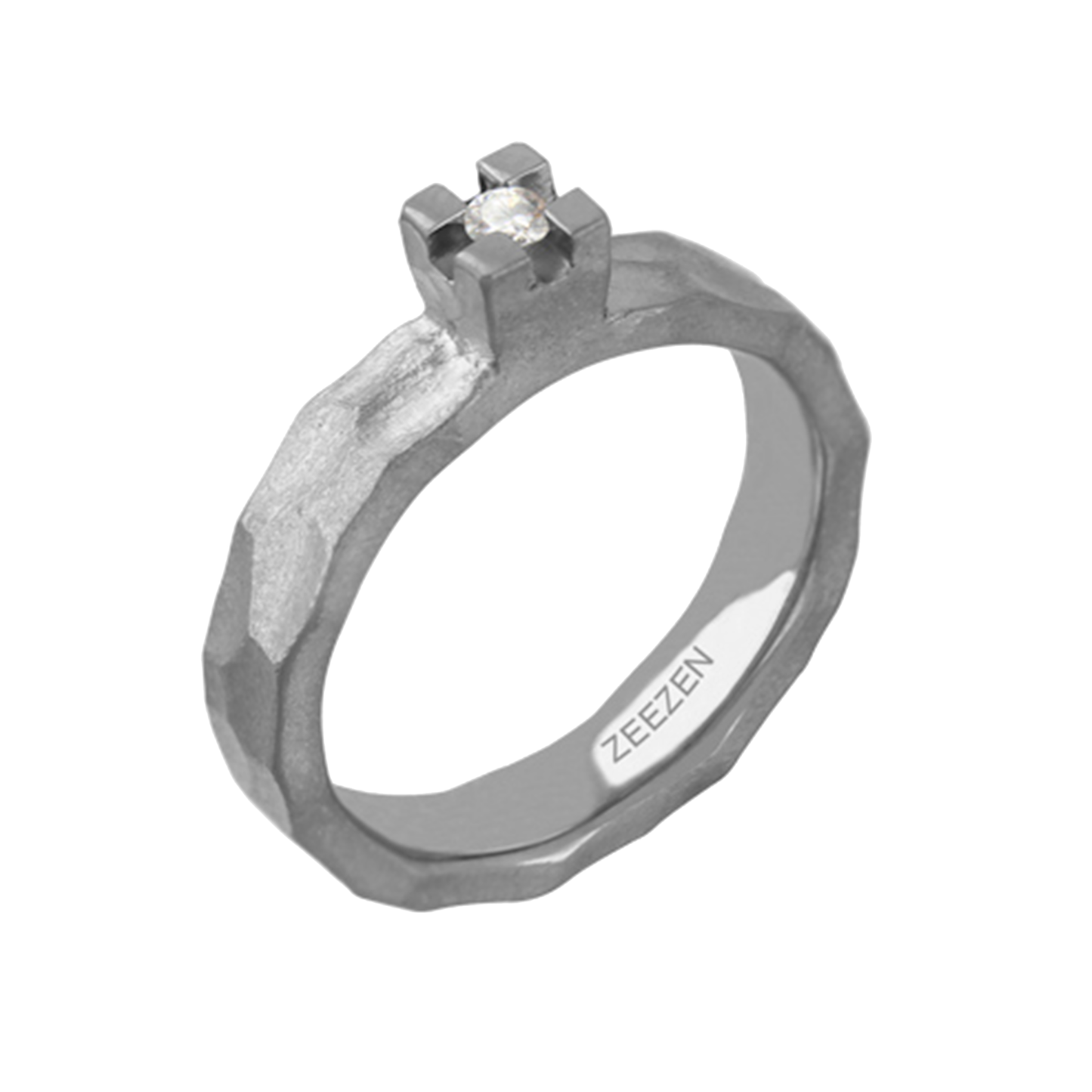 Zeezen - Princess Titanium Ring w/ diamond(1x0.06ct.White)
