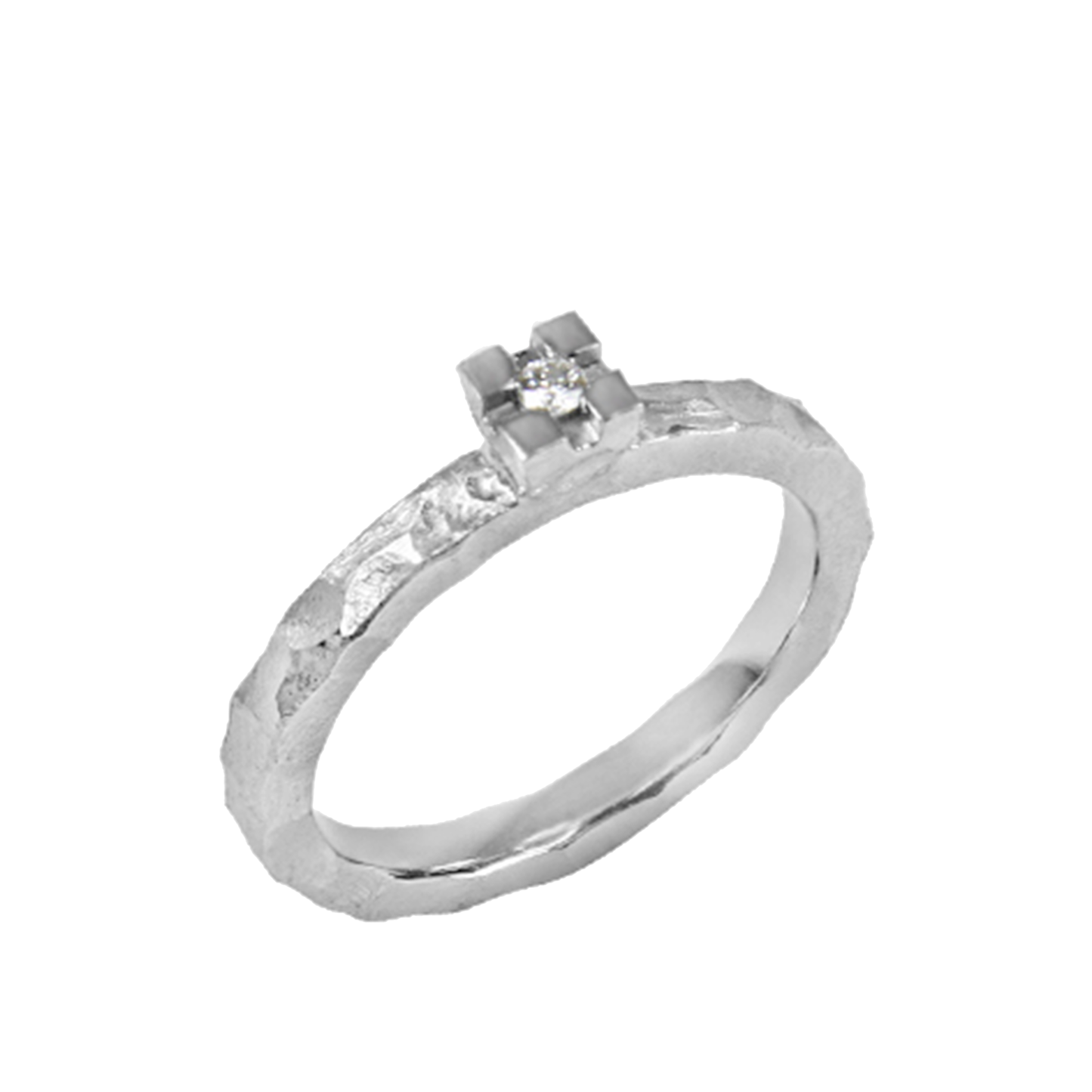 Zeezen - Princess Sculptured Titanium Ring w/ diamond(1x0.015ct.White)