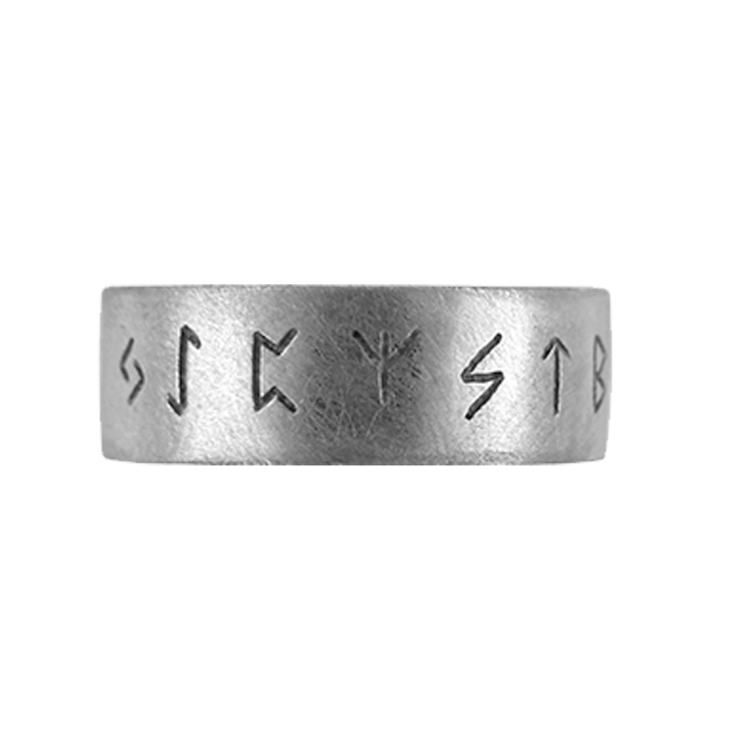 Zeezen - Titanium Viking Runes Ring - Oxidised and Matte Surface 