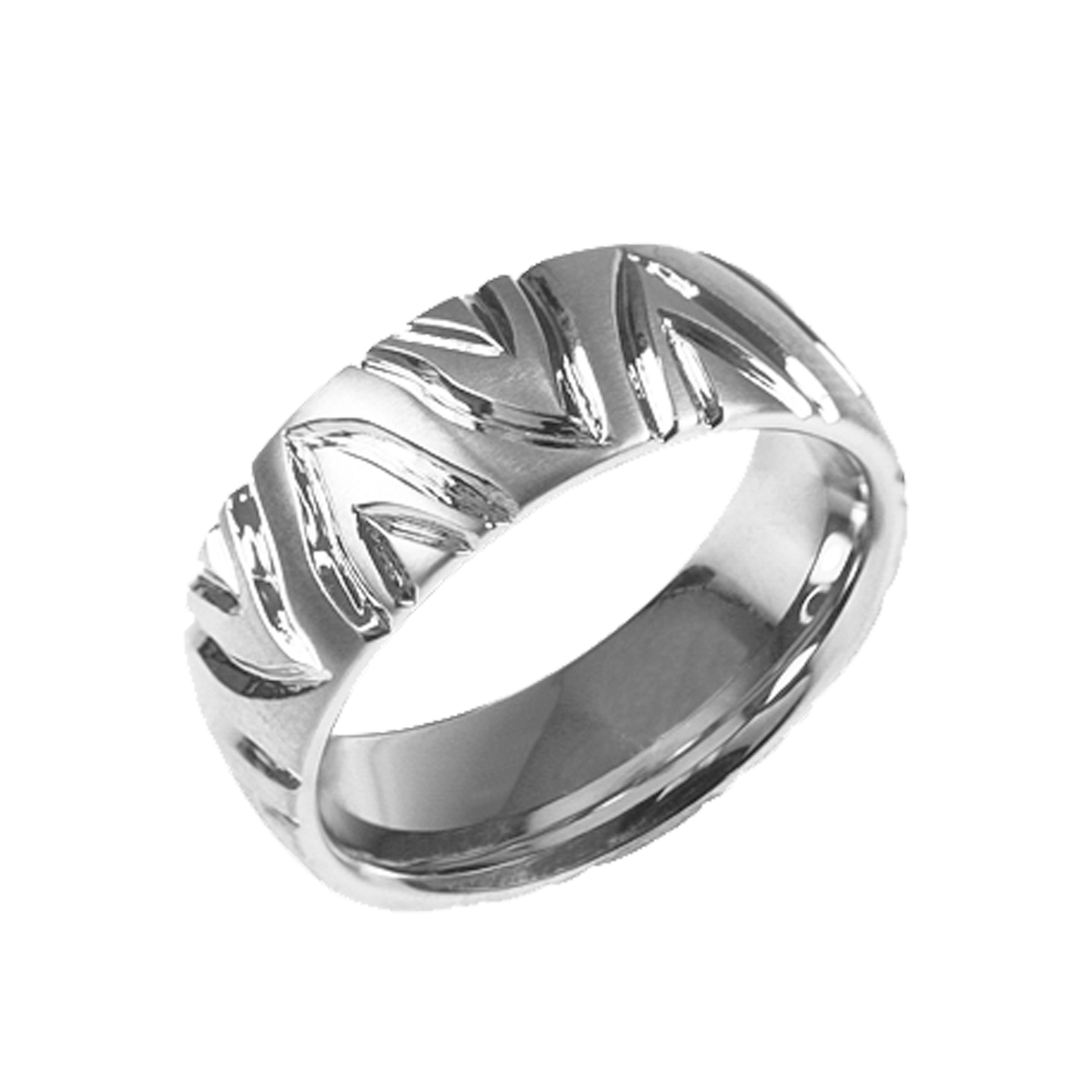 The Sculptured Ring by Zeezen features a sleek titanium design with a polished and matte surface. Ring profile with a width of 8 mm and height of 2.3 mm, providing a modern and durable choice for any wearer.