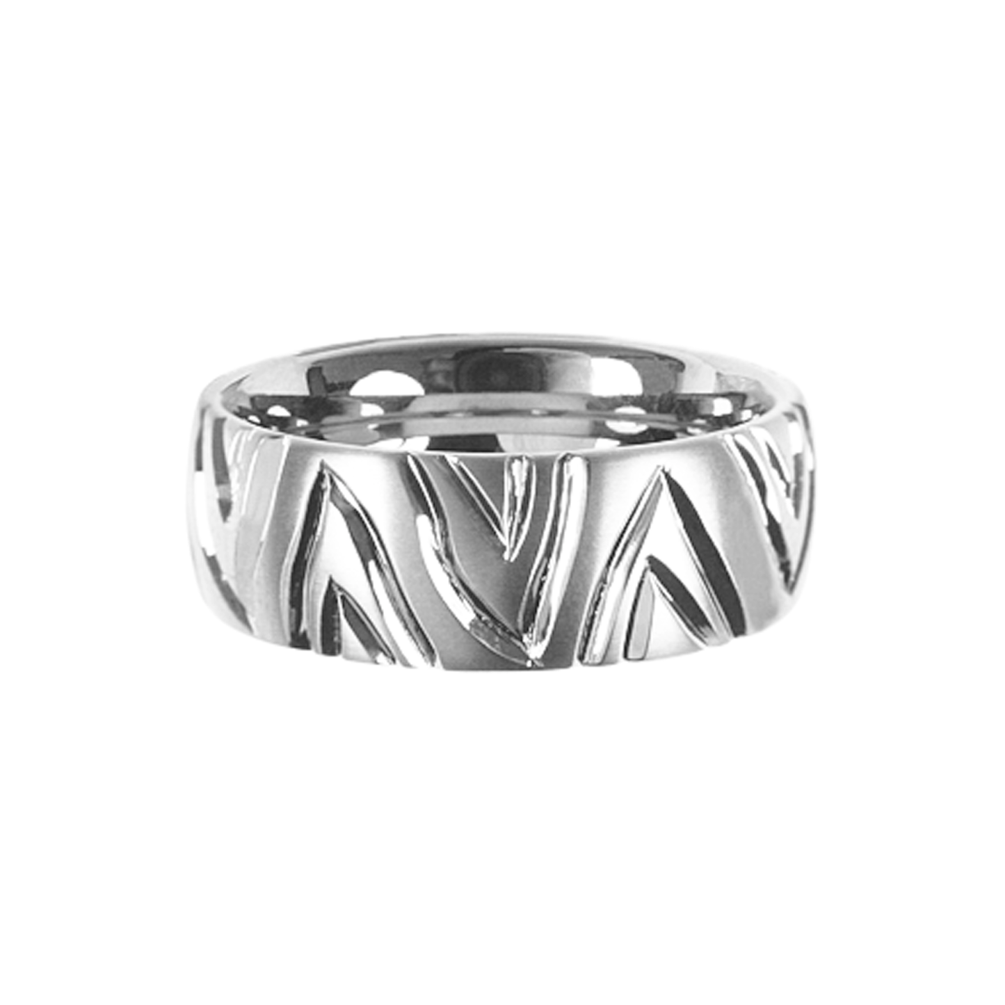 The Sculptured Ring by Zeezen features a sleek titanium design with a polished and matte surface. Ring profile with a width of 8 mm and height of 2.3 mm, providing a modern and durable choice for any wearer.