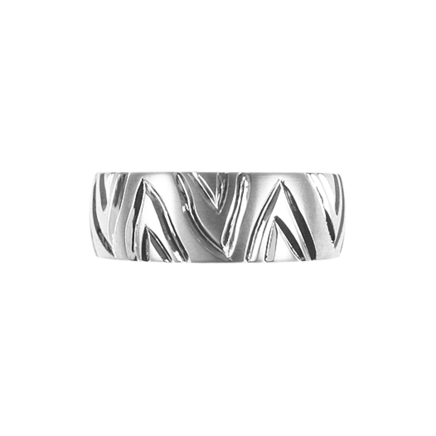 The Sculptured Ring by Zeezen features a sleek titanium design with a polished and matte surface. Ring profile with a width of 8 mm and height of 2.3 mm, providing a modern and durable choice for any wearer.