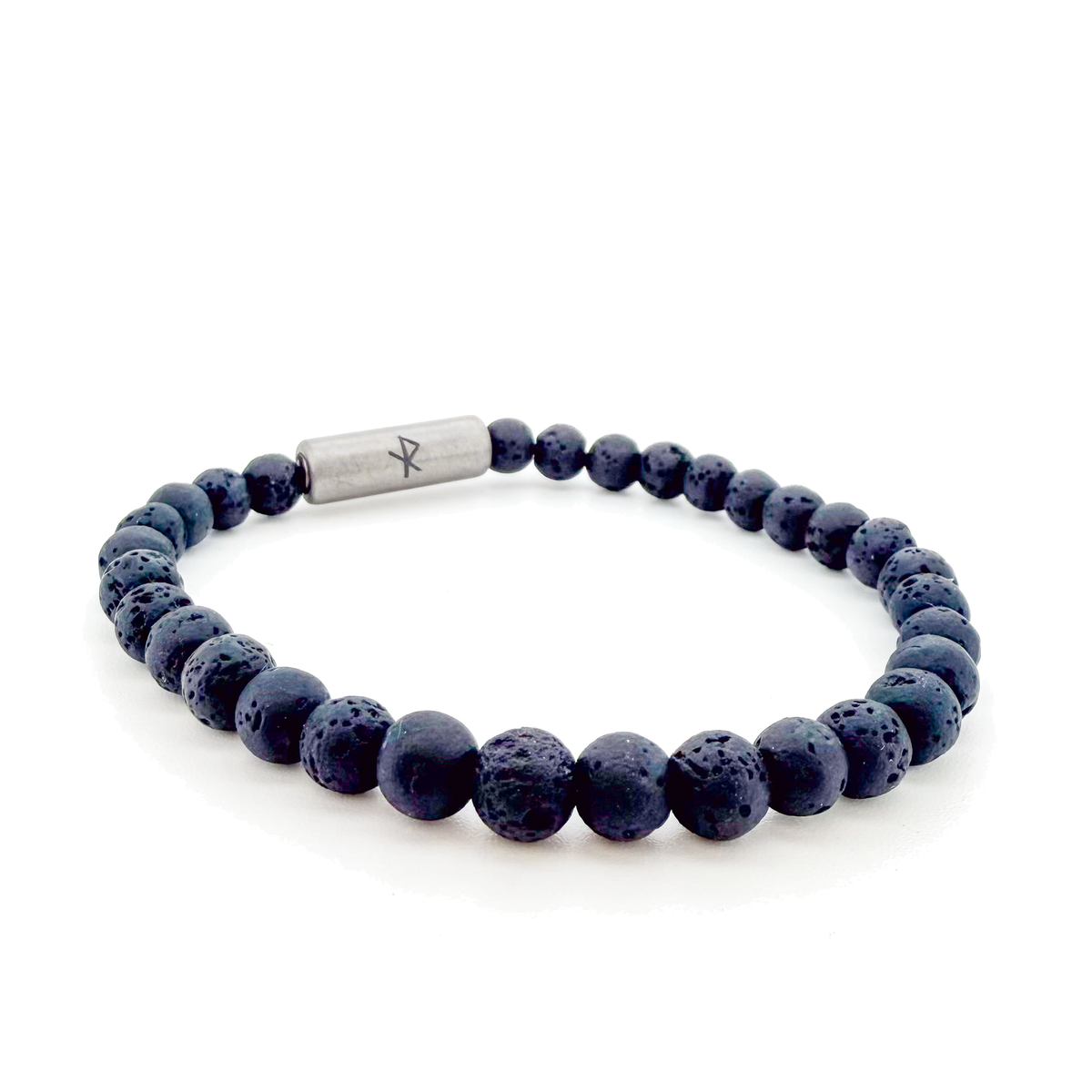 Lava Bracelet 8mm With Titanium Lock, save travel rune, Iceland. zezeen.is