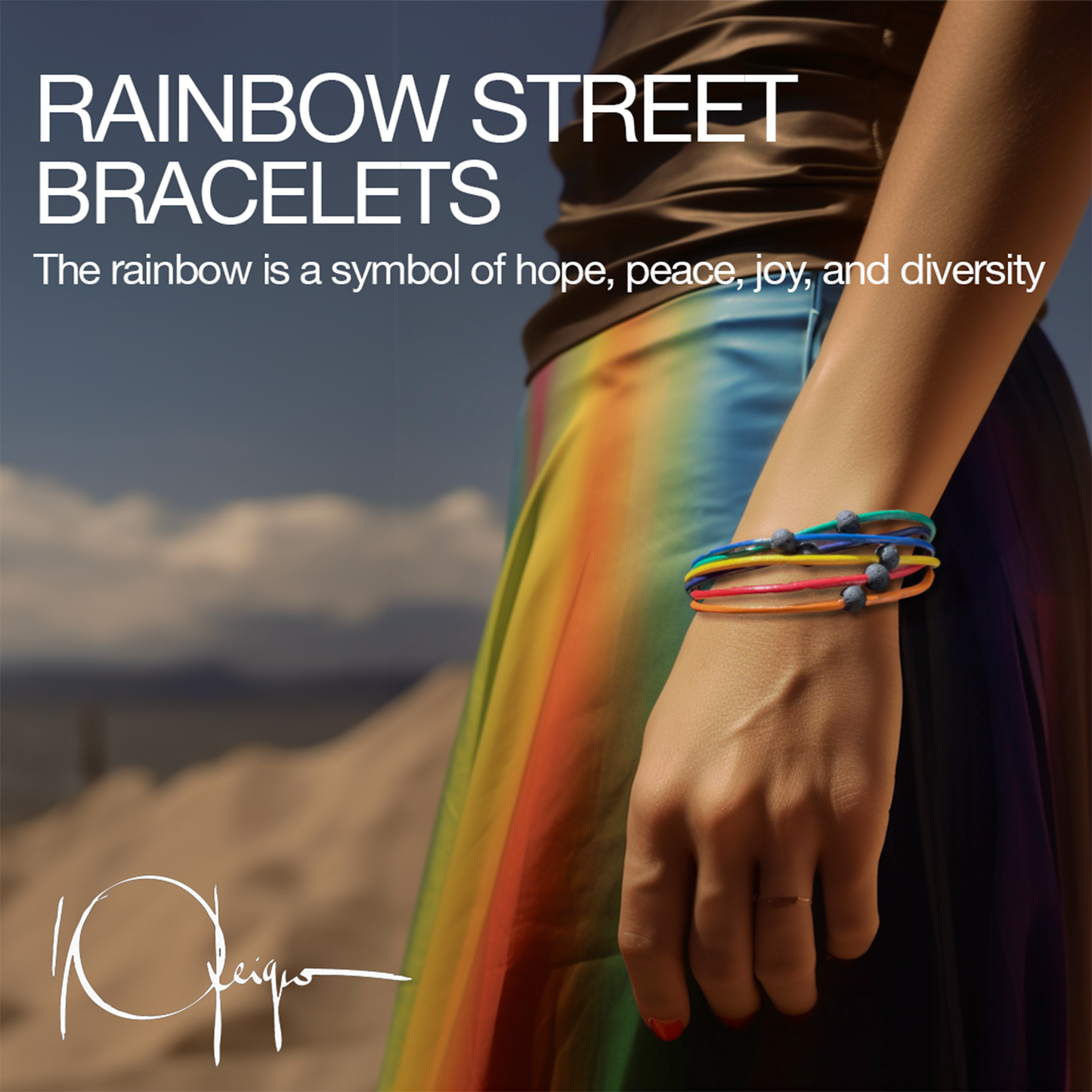 Discover the vibrant Rainbow Leather Bracelet by Zeezen, featuring 6 bold colors (6 strands) and a stylish 3.5mm titanium lock. This one-of-a-kind piece is influenced by the famous Rainbow Street and is ideal for those who want to add a fun pop of color to their fashion. Join the leather trend in Reykjavík and embrace love, peace, and diversity with this exceptional wrist adornment.