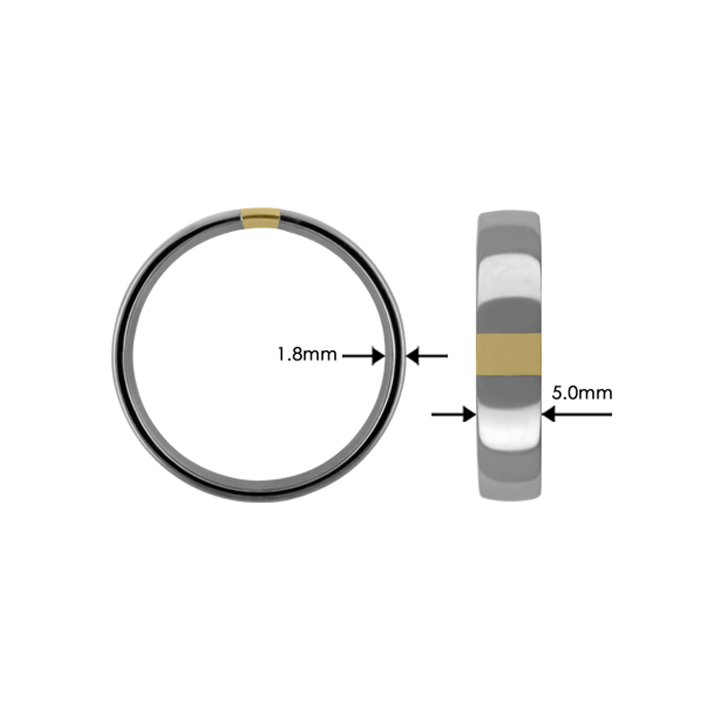 Tantalum Ring w/ 18k Yellow Gold Polished