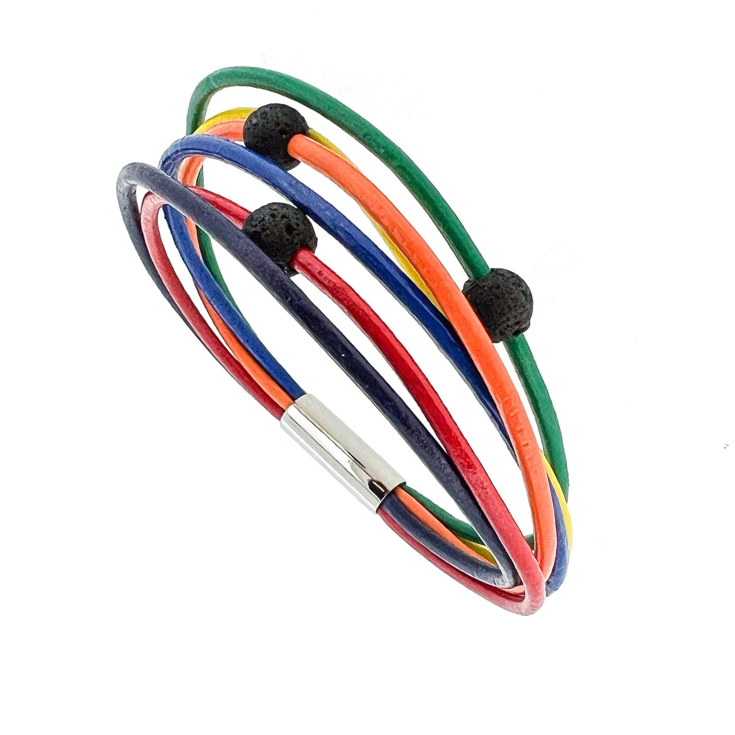 Rainbow Street Bracelet With 3 Lava Stones - nammi.isÓfeigur
