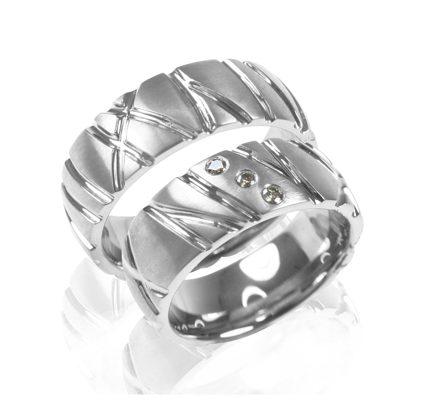 RING W/DIAMOND SCULPTURED POLISH/MAT pair