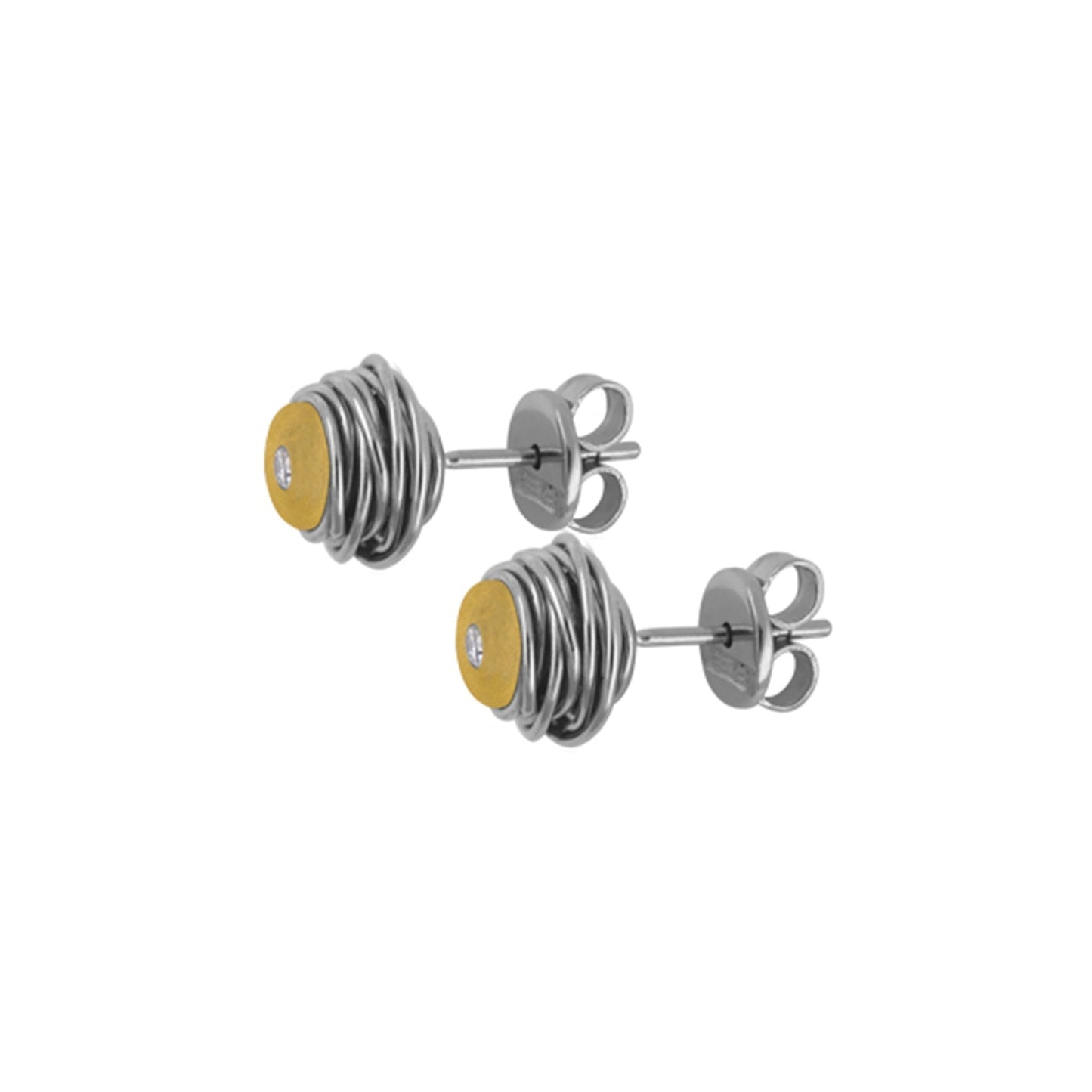 Stud Earring Titan w/ Diamonds 2x 0.03ct. 18k zeezen