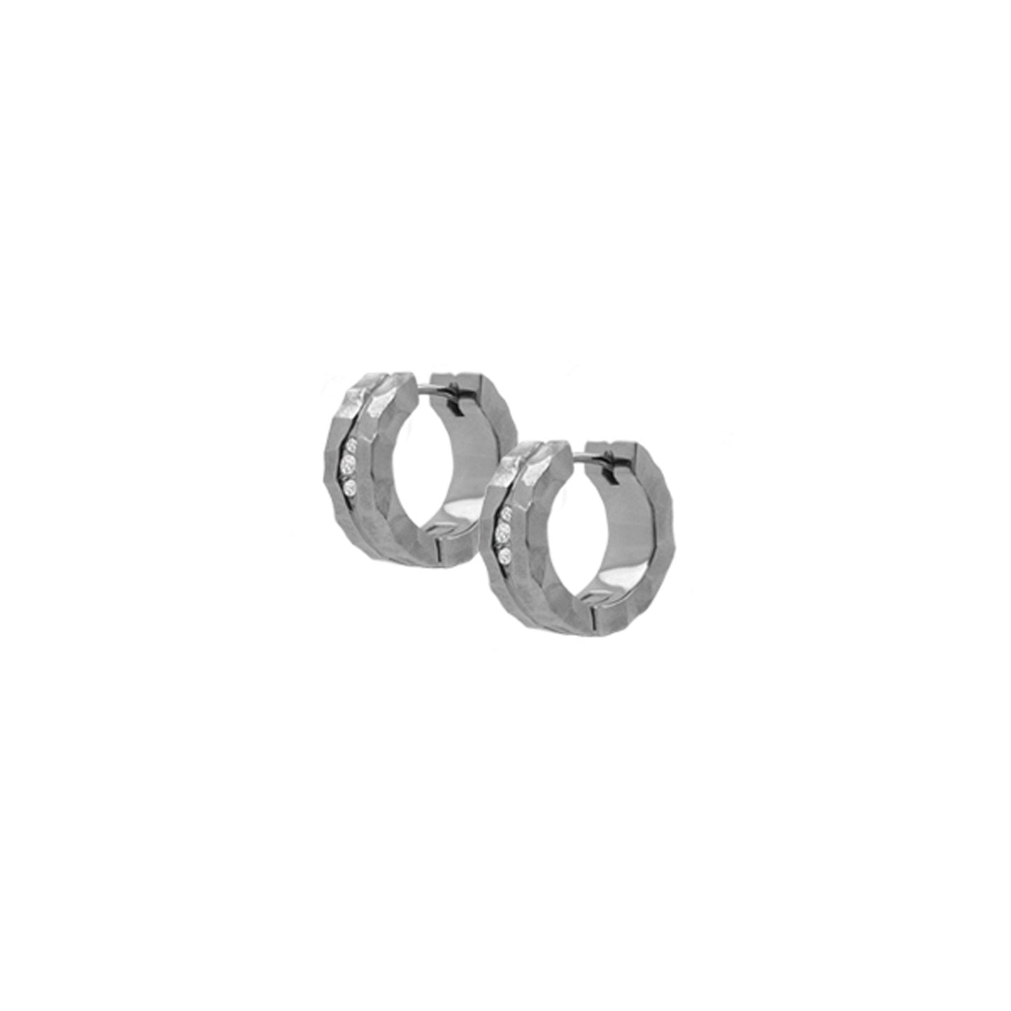 THINGVELLIR - Sculptured Titanium - Huggie Earrings w/diamonds - Inspired by Iceland - Þingvellir - Zeezen.is