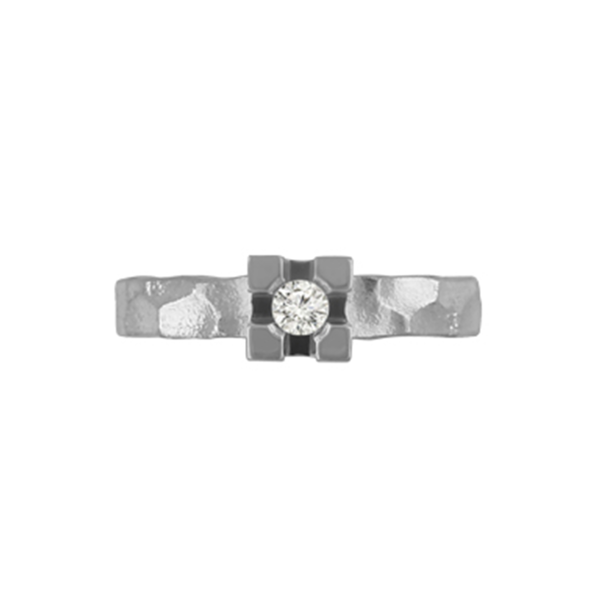Zeezen - Princess Titanium Ring w/ Diamond (1 x 0.10ct.TWP White) Natural/Polish
