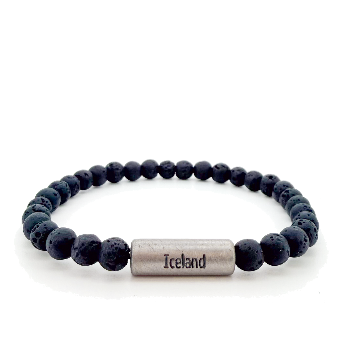 Lava Bracelet 8mm With Titanium Lock, save travel rune, Iceland. zezeen.is